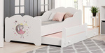 Doppelbett für Mädchen Anna 160 x 80 cm mit Matratzen und Lattenrosten + Motiv "Schlafendes Mädchen"