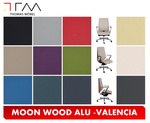 Professional office chair MOON WOOD ALU, adjustable backrest and seat, finished with beech wood, upholstery VALENCIA VL-06