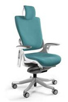 Bürostuhl mit Lordosenstütze WAU2 weiß / TEALBLUE | Ergonomischer Chefsessel | Günstige Büromöbel online